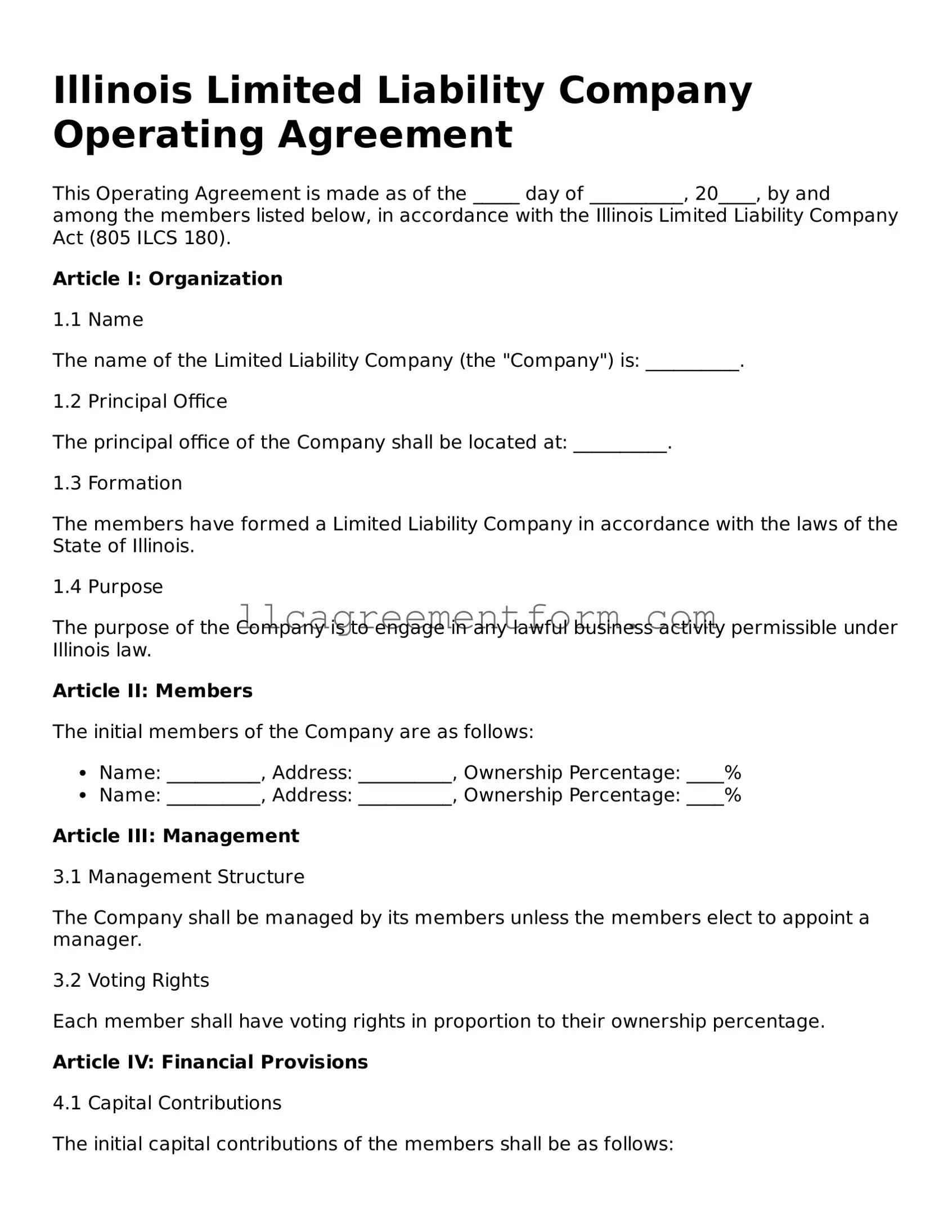 Free  Operating Agreement Document for Illinois