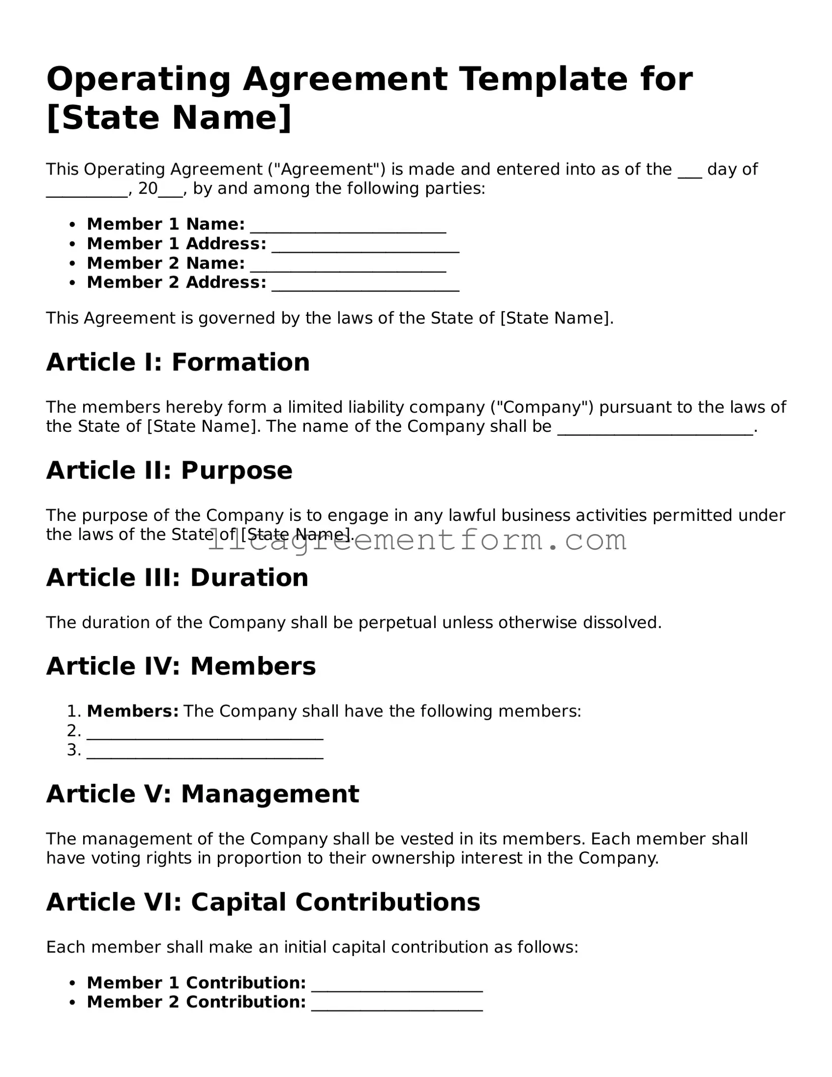Legal Operating Agreement Document